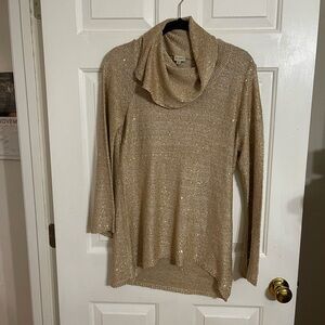 Daniel Cremieux Shimmering Tan Cowl Neck Sweater